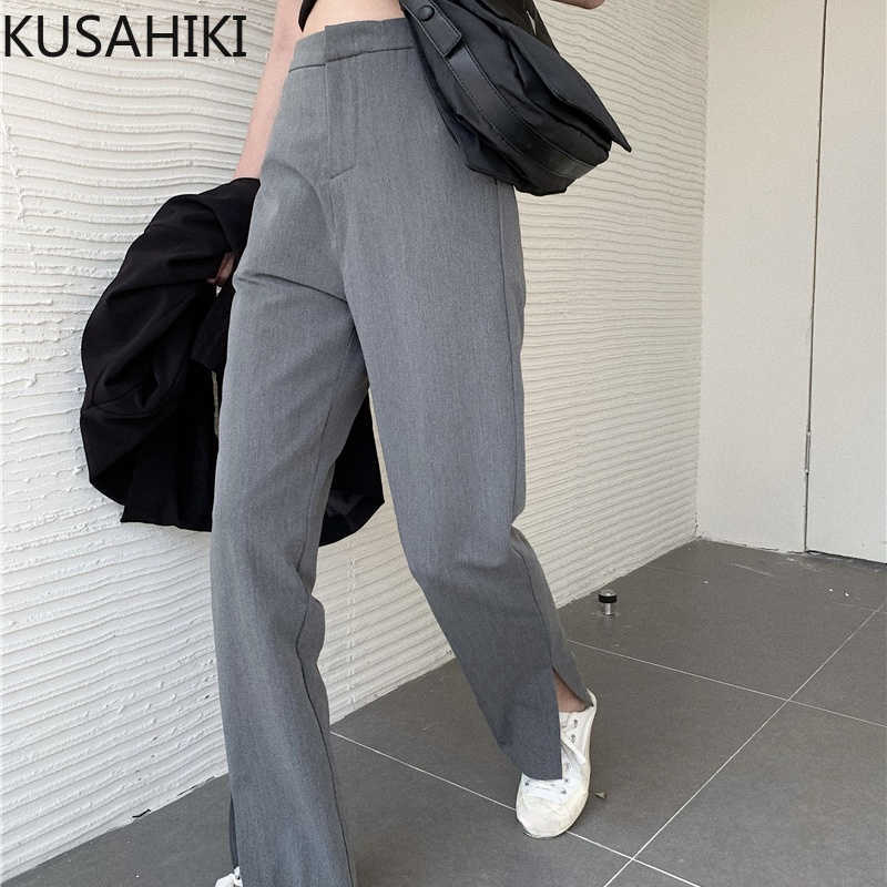 KUSAHIKI Spring Summer Woman Pants High Waist Korean Elegant Split Long Trousers Causal Solid Pants Feminimo 6H033 210602, Gray
KUSAHIKI Spring Summer Woman Pants High Waist Korean Elegant Split Long Trousers Causal Solid Pants Feminimo 6H033 210602, Gray