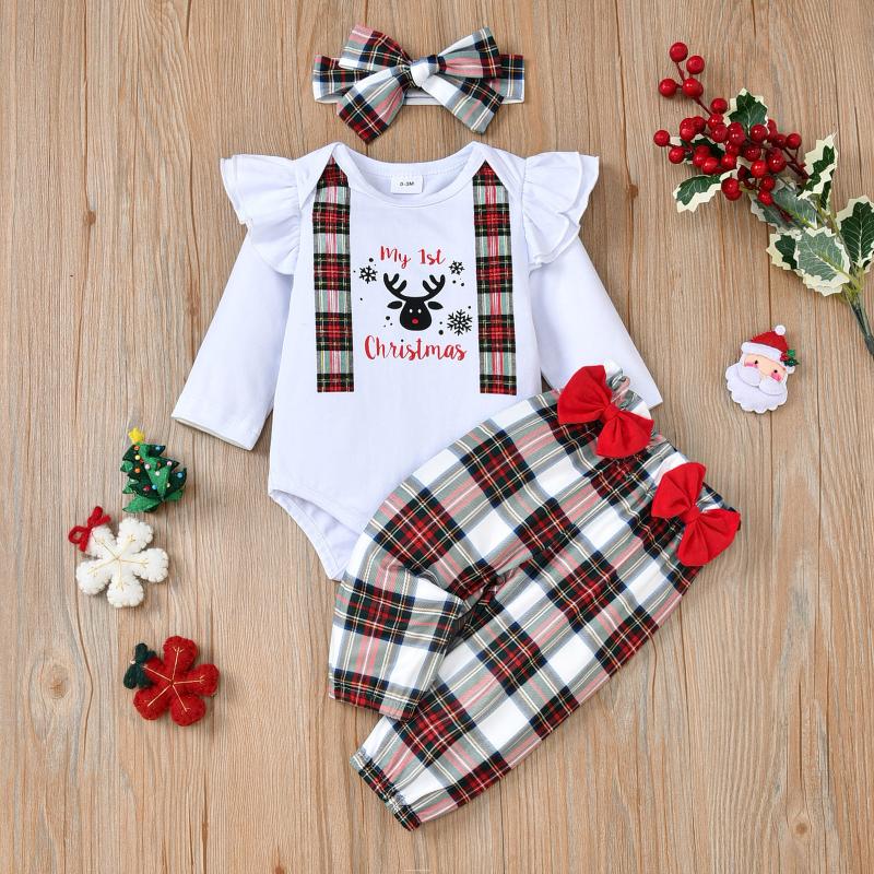 Clothing Sets Baby Christmas Outfit Infant Boys Girls Xmas Letter Printed Romper Bodysuit+Plaid Pants Headbands Outfits Navidad, White
Clothing Sets Baby Christmas Outfit Infant Boys Girls Xmas Letter Printed Romper Bodysuit+Plaid Pants Headbands Outfits Navidad, White
