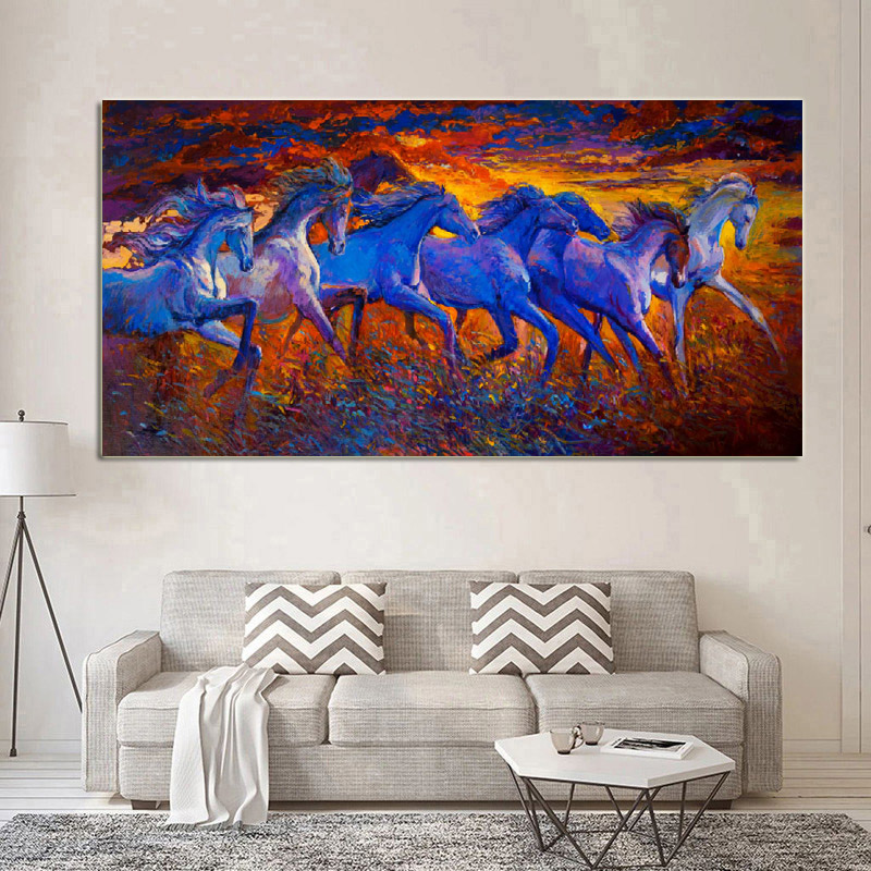 Vintage Large Size Running Horse Poster Wall Art Canvas Painting Modern Animal Picture HD Printing For Living Room Home Decor
