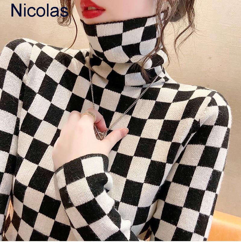 Women's Vests High Neck Bottomed Shirt Autumn And Winter Foreign Style 2021 Thickened Slim Fit Checkerboard Sweater With Top, Black;white
Women's Vests High Neck Bottomed Shirt Autumn And Winter Foreign Style 2021 Thickened Slim Fit Checkerboard Sweater With Top, Black;white