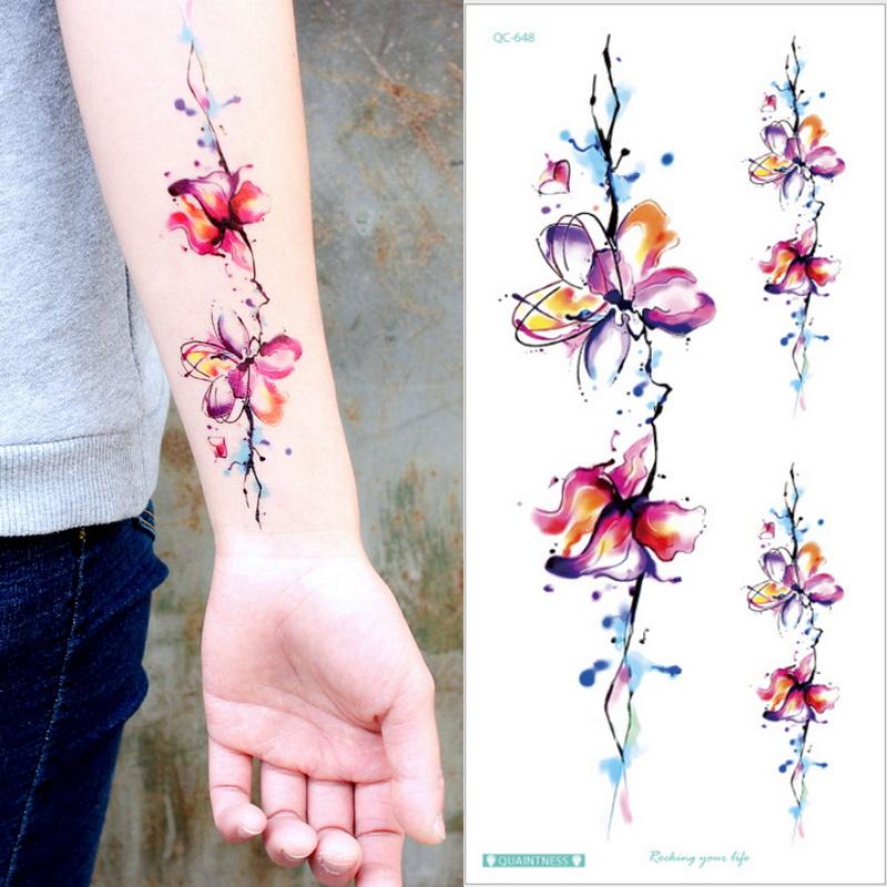 

Temporary Tattoos Sexy Women Realistic Lotus Rose Flower Arm Tattoo Sticker Waterproof Henna Body Art Fake Tatoo Makeup Decals