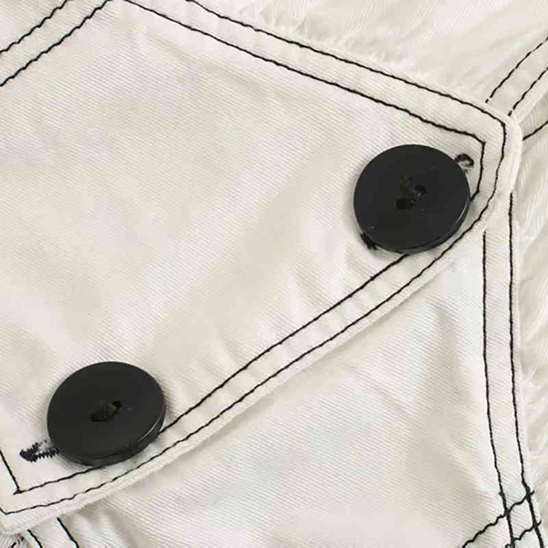 Elegant A Line White Midi Dress Women Striped Casual Short Sleeve Cotton es Lapel Collar Summer With Buttons 210515