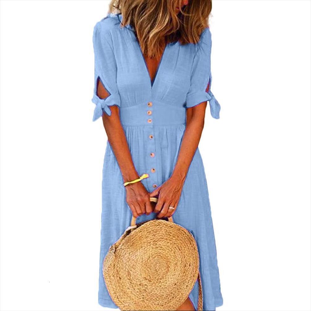 fashion solid color deep women dress v neck tied half sleeve button party long womens clothing, Black;gray
fashion solid color deep women dress v neck tied half sleeve button party long womens clothing, Black;gray