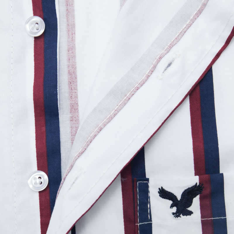 Men's Vertical Striped Shirts Casual Short Sleeve Chest Pocket Button Down Bowling Shirts 55916 210527