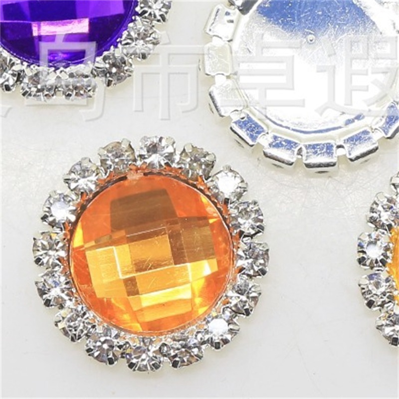 100pcs 23mm Flatback Acrylic Crystal Rhinestone Wedding Buttons Embellishments DIY Hair Accessories Decor 2254 Q2