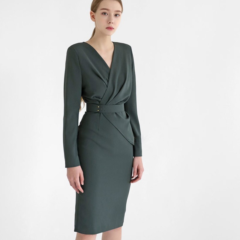 Vintage Fashion Women Slim Formal Dress Arrival Office OL Lady V-Neck Elegant High Waist Bodycon Pencil Femme 210519