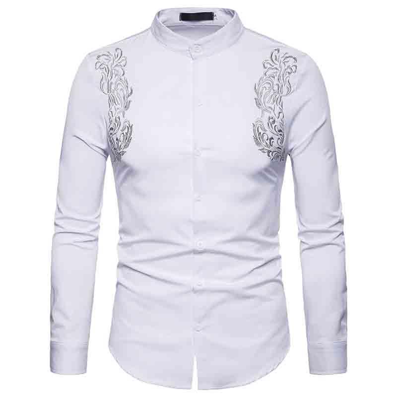 Embroidery Shirt Slim Fit 2021 Mens Chemise Homme Men Heren Shirts Camisa Masculina Men's Casual