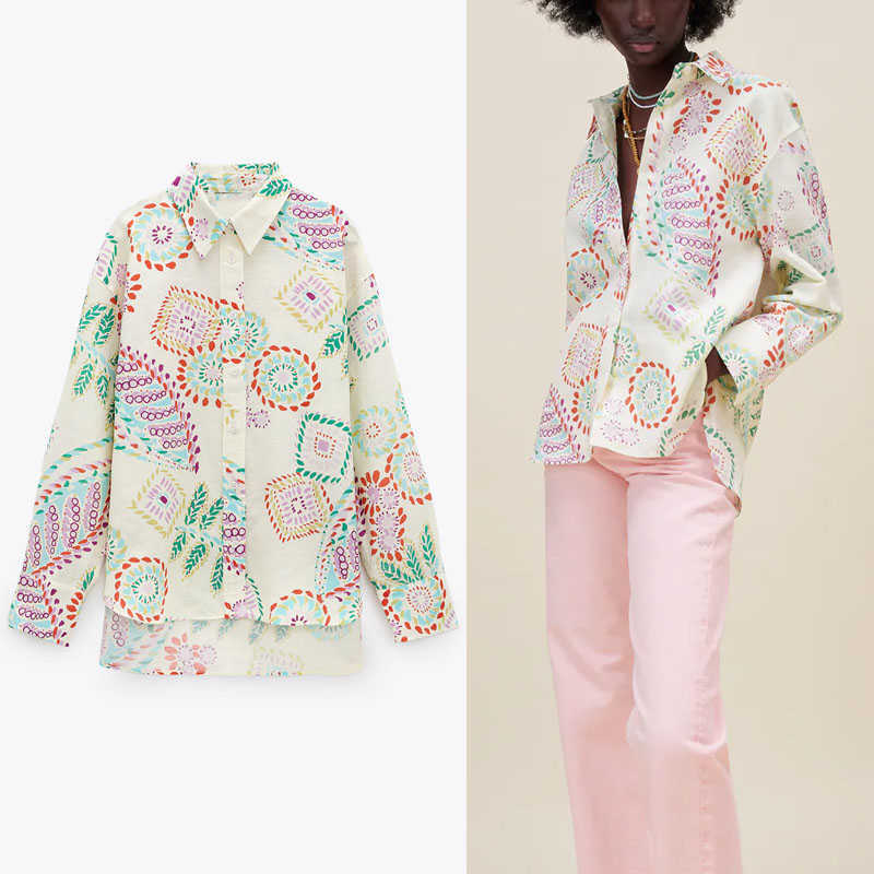 Za Linen Vintage Print Shirt Women Long Sleeve Irregular Loose Summer Blouse Chic Side Vents Button Up Plus Size Woman Top 210602, As picture
Za Linen Vintage Print Shirt Women Long Sleeve Irregular Loose Summer Blouse Chic Side Vents Button Up Plus Size Woman Top 210602, As picture