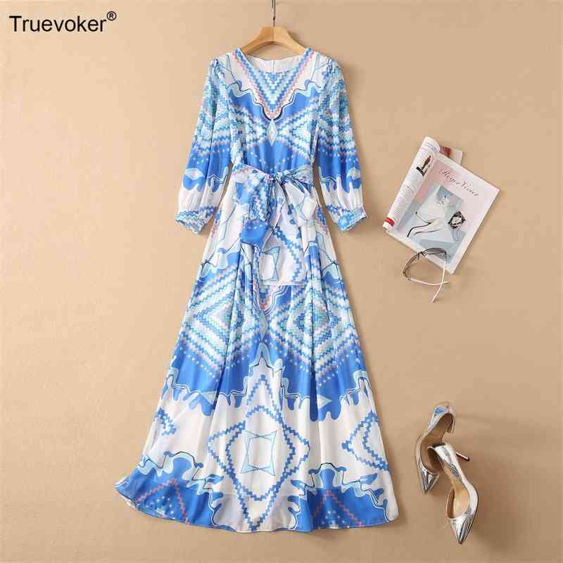 Truevoker Runway Fashion Wedding Cocktail Dress Lady Blue Totem Print Tied Waist Long Resort Vestido Women Party Robe 210602
Truevoker Runway Fashion Wedding Cocktail Dress Lady Blue Totem Print Tied Waist Long Resort Vestido Women Party Robe 210602