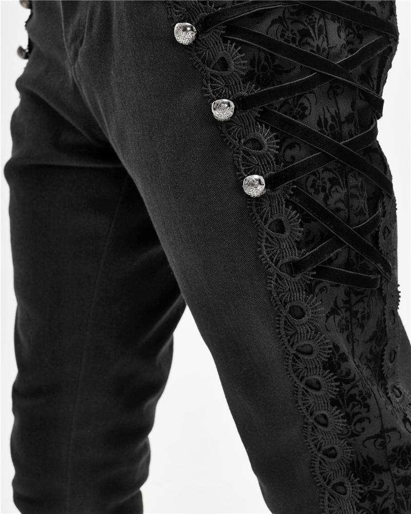 Devil Fashion Jacquard Retro Button Pants For Men Gothic Long Cotton Trousers Suit Men's