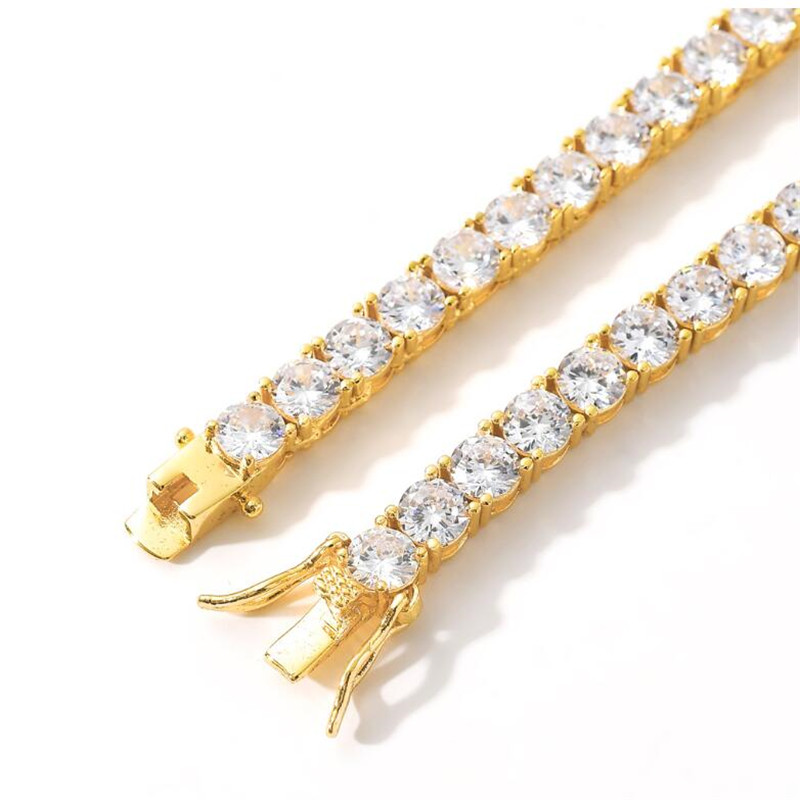 7inch-24inch Hip Hop Sparkling Luxury Jewelry Tennies Chain Pendant 3MM 4MM 5MM 5A Zircon CZ Diamond Gemstones Party 14KT White Rose Gold Fill Women M