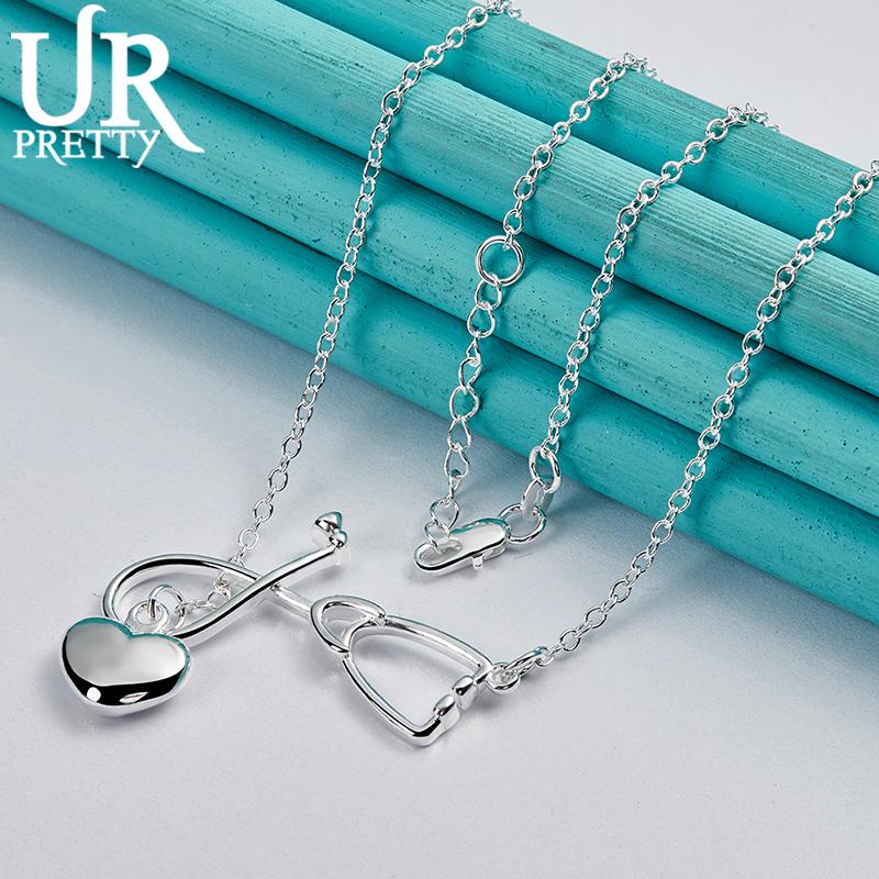Chains URPRETTY 925 Sterling Silver Solid Heart Stethoscope Necklace 18 Inch Chain For Man Woman Wedding Party Engagement Jewelry Gift
Chains URPRETTY 925 Sterling Silver Solid Heart Stethoscope Necklace 18 Inch Chain For Man Woman Wedding Party Engagement Jewelry Gift