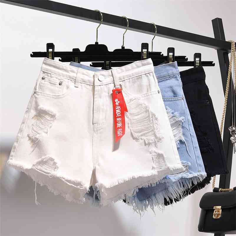 High waist denim shorts female summer loose holes large size womens fashion Button Jeans Leisure Hole Shorts 210611, White
High waist denim shorts female summer loose holes large size womens fashion Button Jeans Leisure Hole Shorts 210611, White