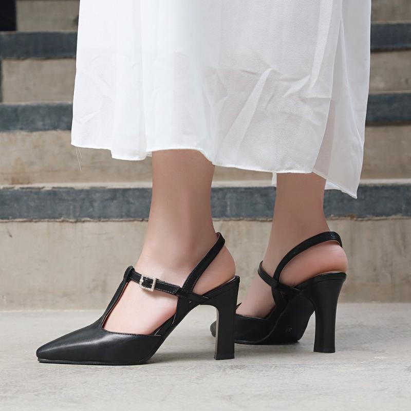 Sandals 2022 Women Slingback Summer Female Shoes Woman Square Toe T-strap High Heels Size 34-46 Party Club Drop Sale