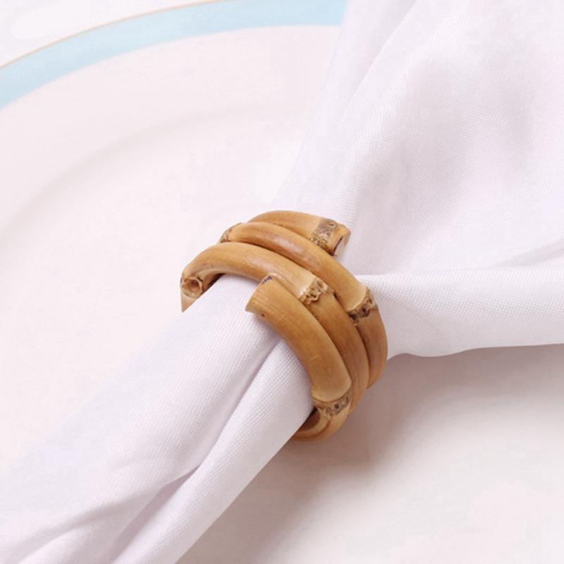 Napkin Rings LUDA 12 Pack Home Dinner Table Serviette Buckles Eye-Catching Round Bamboo Husk Decoration For Wedding