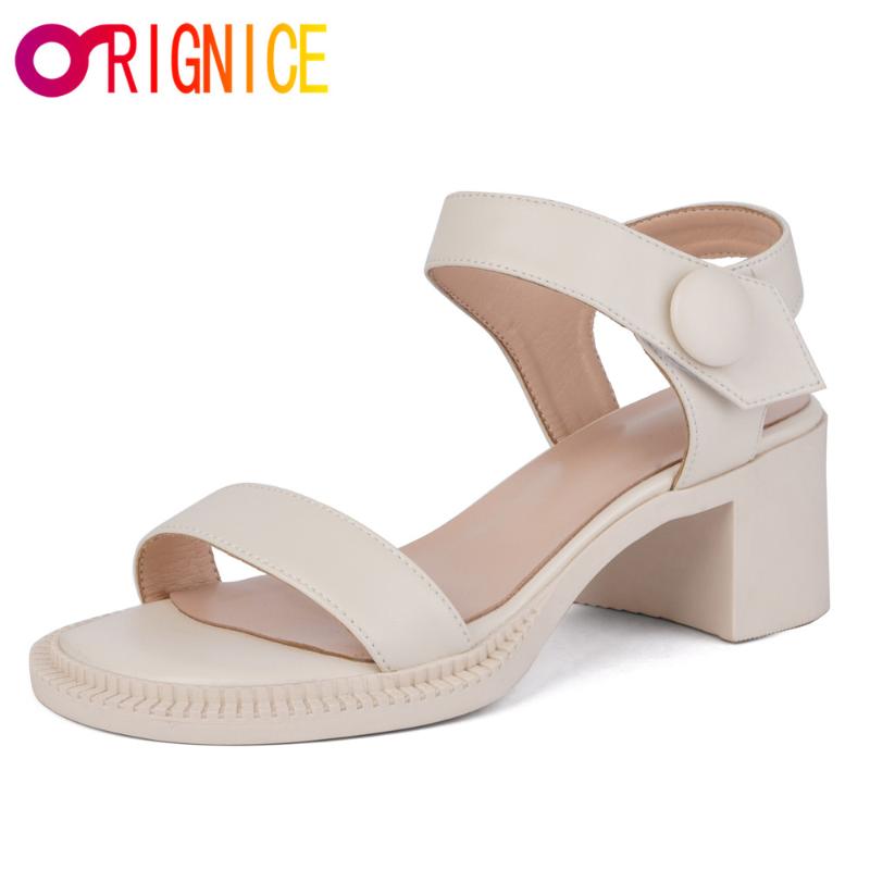 Sandals Orignice Summer Women Concise Genuine Leather Neutral Style Rome Round Toe Thick Heels Comfortable Casual Shoes, Black 
Sandals Orignice Summer Women Concise Genuine Leather Neutral Style Rome Round Toe Thick Heels Comfortable Casual Shoes, Black