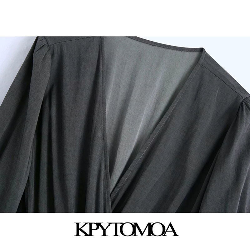 Women Chic Fashion Elastic Smocked Hem Ruffled Mini Dress V Neck Long Sleeve Female Dresses Vestidos Mujer 210420