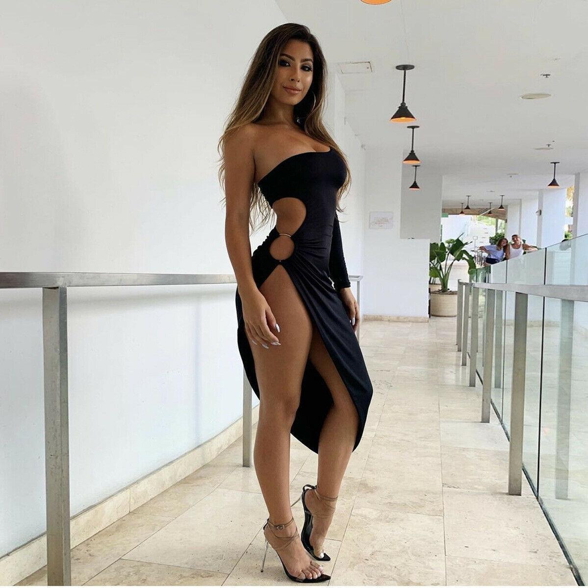 evening womens dress night women one shoulder hollow out bodycon irregular elegant ladies long sleeve split midi, Black;gray
evening womens dress night women one shoulder hollow out bodycon irregular elegant ladies long sleeve split midi, Black;gray