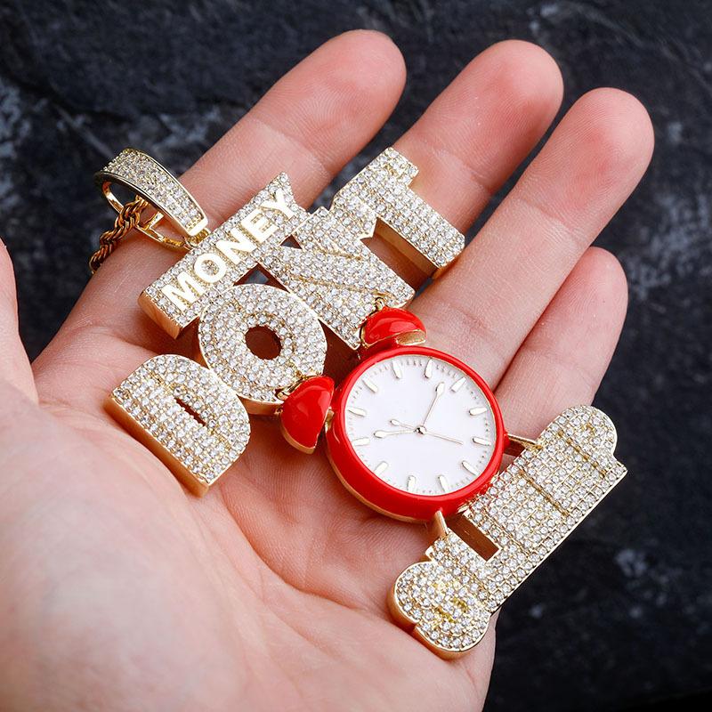 necklace moissanite chain Alarm Clock Pendant Iced Out Letters