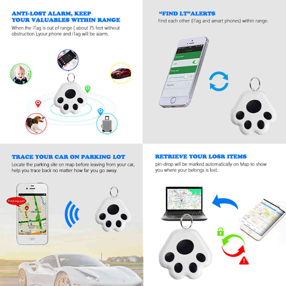 Pet Dog GPS Tracker Anti-Lost Bluetooth Trackers For Dogs Cat Key Wallet Bag Kid Trackers Finder Equipment Pets Paw Pet Products