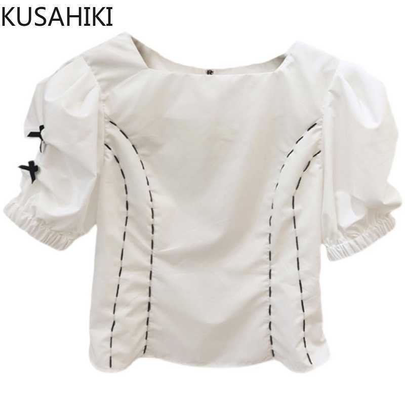 Vintage Bowknot Puff Short Sleeve Women Blouse Causal Slim Sweet Tops Spring Korean Blusas Shirt 6G491 210603, White
Vintage Bowknot Puff Short Sleeve Women Blouse Causal Slim Sweet Tops Spring Korean Blusas Shirt 6G491 210603, White