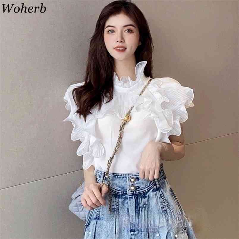 Summer Ruffle Pleated Blouse Women Casual Stand Collar Shirt Chic Elegant Solid Color Top Fashion Blusas 210519, Green
Summer Ruffle Pleated Blouse Women Casual Stand Collar Shirt Chic Elegant Solid Color Top Fashion Blusas 210519, Green