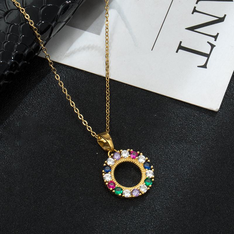 Pendant Necklaces Fashion Luxury Colorful Crystal Stainless Steel Circle Necklace For Women Initial CZ Party Wedding Jewelry
Pendant Necklaces Fashion Luxury Colorful Crystal Stainless Steel Circle Necklace For Women Initial CZ Party Wedding Jewelry