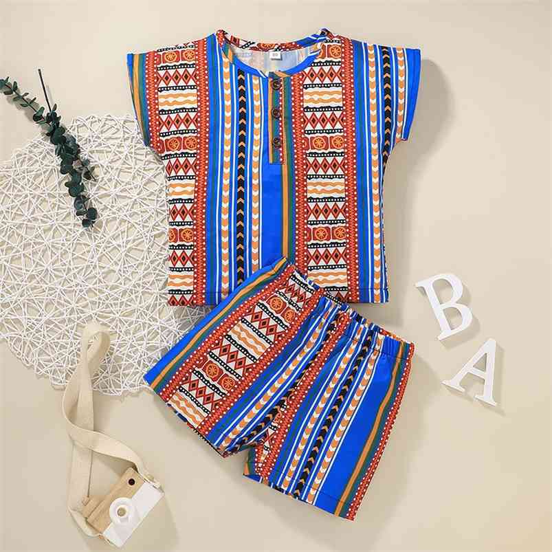 Summer Children Sets Casual Short Sleeve Single Breasted T-shirt Print Shorts National Style 2Pcs Girl Boys Clothes 210629, Blue
Summer Children Sets Casual Short Sleeve Single Breasted T-shirt Print Shorts National Style 2Pcs Girl Boys Clothes 210629, Blue