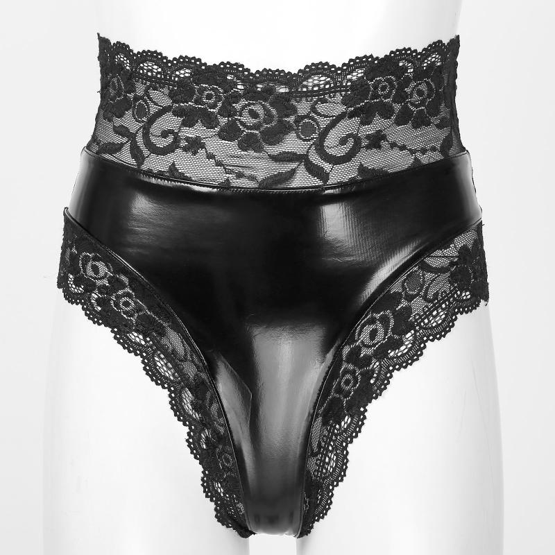 Women' Panties Womens Sissy Latex Lingerie Underpants Sexy Shiny Wet Look Leather Lace Trimming Briefs Gay Underwear High Waist, Black
Women' Panties Womens Sissy Latex Lingerie Underpants Sexy Shiny Wet Look Leather Lace Trimming Briefs Gay Underwear High Waist, Black