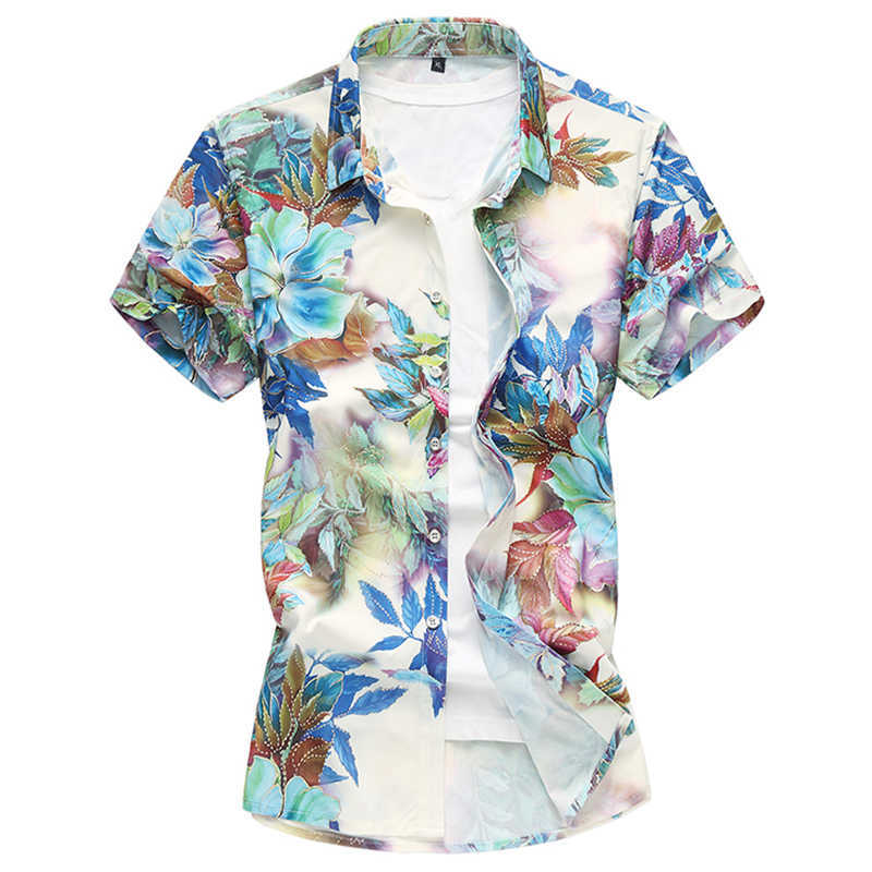 Summer Fashion Print Men's Shirt Floral Print Short Sleeve Shirt Mens Clothes Trend Mens Slim Fit Casual Print Shirts M-7XL T200505
