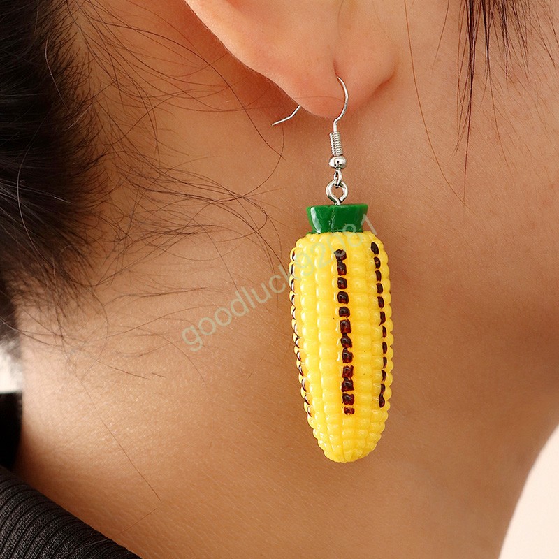 Fashion Simulation Vegetable Dangle Earrings Creative Eggplant Tomato Corn Carrot Plastic Pendant Drop Earrings Women Jewelry