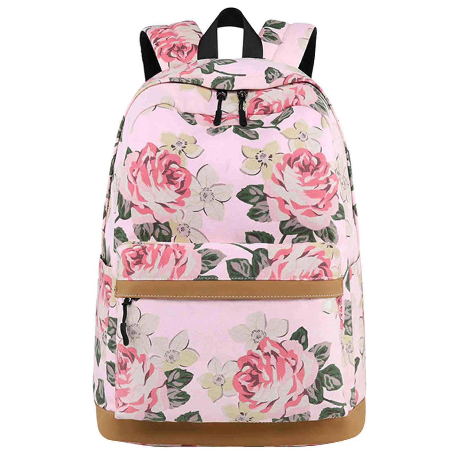 Women Outdoor Travel Fashion Canvas Backpack Book Computer Soft Teens USB Charging Port Girls School Floral Printed Y1105