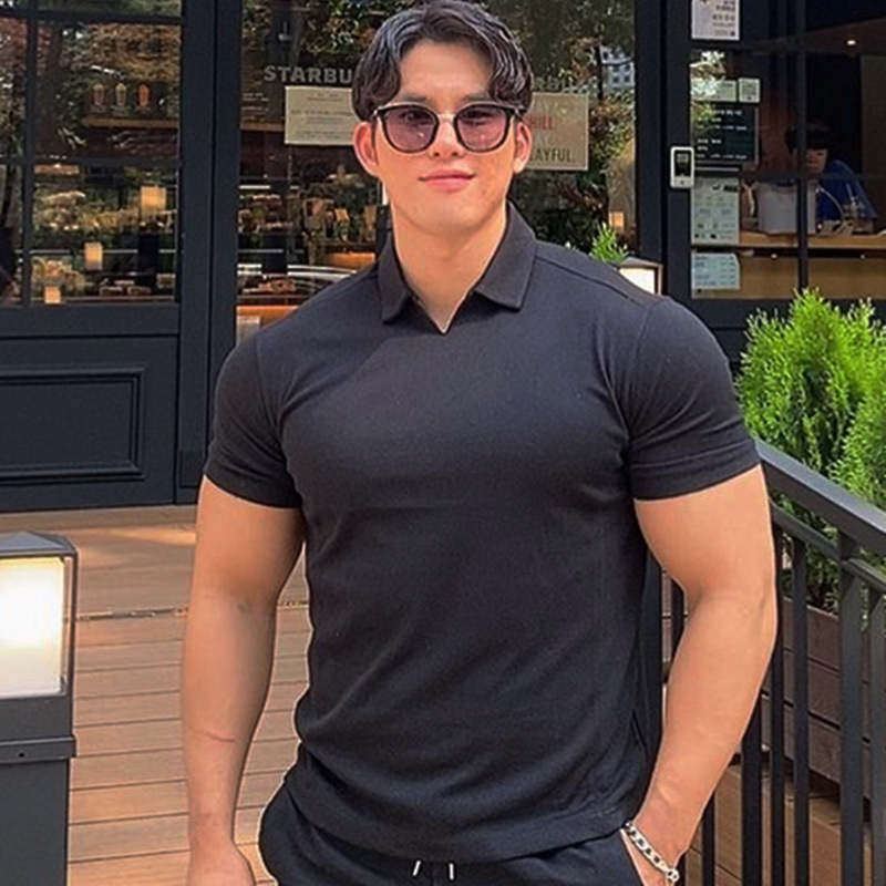 Summer Mens V-neck Muscular Sport Polo Shirts Males Lapels Round Bottoms Body-Slimming Fitness Shirt And Short Sleeves Clothing, White;black
Summer Mens V-neck Muscular Sport Polo Shirts Males Lapels Round Bottoms Body-Slimming Fitness Shirt And Short Sleeves Clothing, White;black