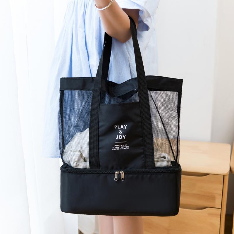 Women High Capacity Mesh Transparent Double-layer Heat Preservation Large Picnic Tote Office Snacks Bags, Black
Women High Capacity Mesh Transparent Double-layer Heat Preservation Large Picnic Tote Office Snacks Bags, Black