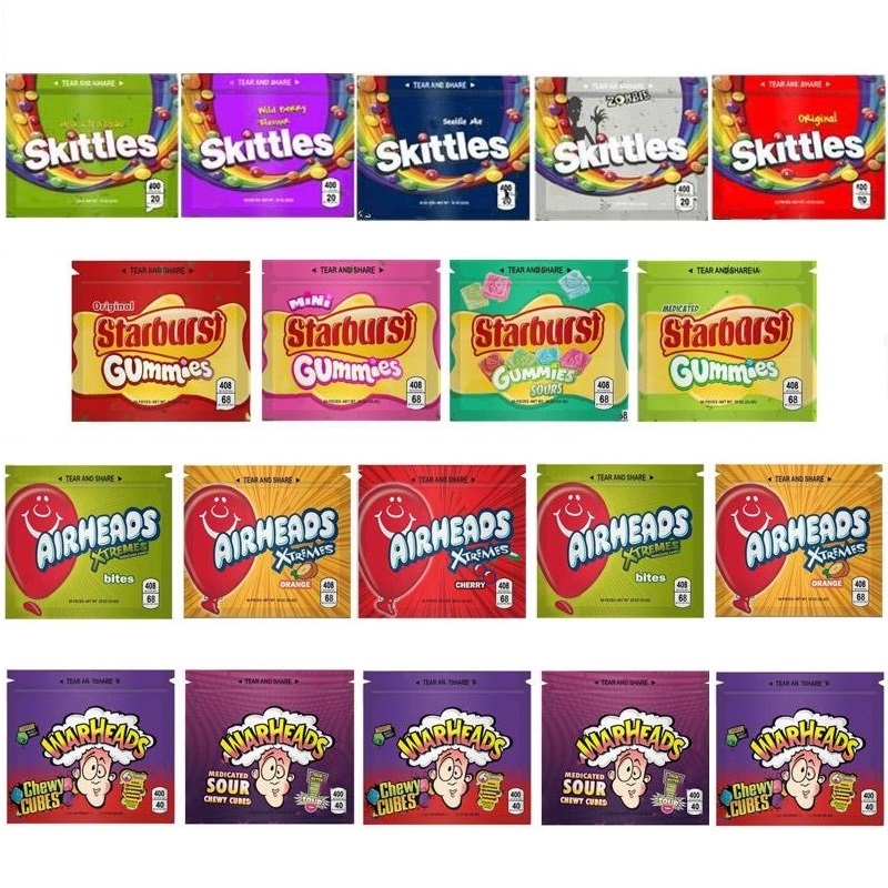 Skittles Gummies Bags Airheads Mylar Plastic Bag Warheads Fruit Snack Starborst Packing Pack Edible Zipper Packaging Proof Smell 90*90mm
Skittles Gummies Bags Airheads Mylar Plastic Bag Warheads Fruit Snack Starborst Packing Pack Edible Zipper Packaging Proof Smell 90*90mm