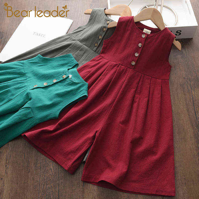 Bear Leader Kids Girls Jumpsuits 2022 New Fashion Girl Baby Casual Bodysuits Children Solid Costumes Sleeveless Clothing 3-7Y Y220310