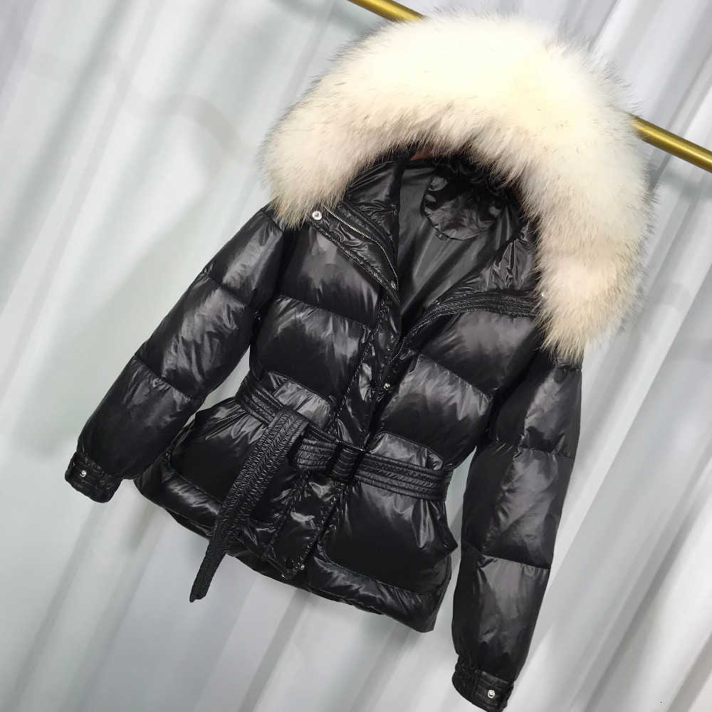 Big Real Raccoon Fur Women's Hooded Female Winter White Duck Down Jacket Loose Warm Coat Down Parka Winter Coat Women T191125
