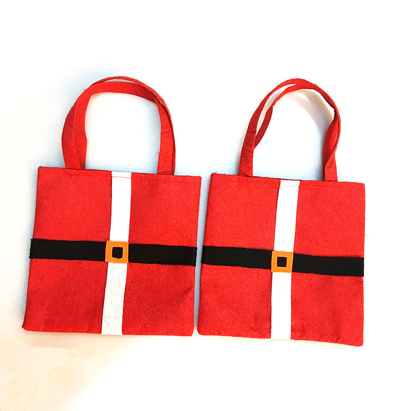 Bag Christmas Party Decorations Santa Claus Bags 21*21cm Non-woven Xmas Candy Gift Handbags for Kids Children DH0212 Free shipping