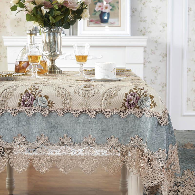 European Lace Rectangular Tablecloth 3D Jacquard Floral Party Christmas Decor Square Round Dinning Table Cover Chair Set Cloth