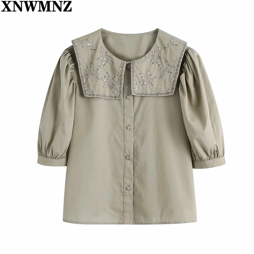 embroidery Women' blouse Chin peter pan collar Puff Sleeve shirts Loose Top shirt women chic tops ladies 210520, Picture color
embroidery Women' blouse Chin peter pan collar Puff Sleeve shirts Loose Top shirt women chic tops ladies 210520, Picture color