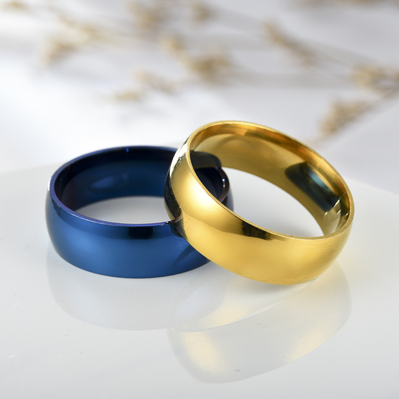 Delicate 316L Stainless Steel Ring for Men Women Smooth Surface Rings Cool Gold Silver Black Band Ring Wedding Party Jewelry Gift Anti-allergic Titani