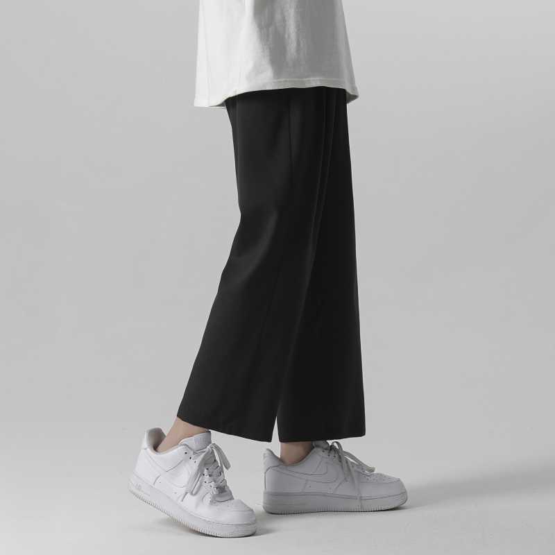 Single Road Mens Wide Leg Pants Summer Light Weight Joggers Trousers Japanese Streetwear Cold Feeling Comfortable Home Pants Men Y0811