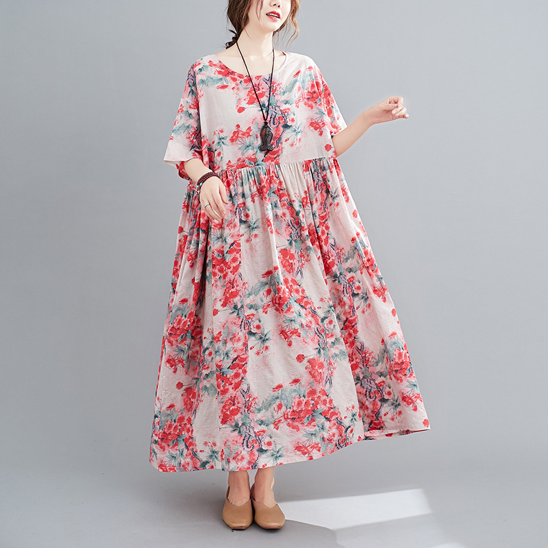 Johnature Women Leisure Retro Patchwork Print O-neck Pockets Short Sleeve Plus Size Dresses Summer Simple Fashion Dress 210521, Red
Johnature Women Leisure Retro Patchwork Print O-neck Pockets Short Sleeve Plus Size Dresses Summer Simple Fashion Dress 210521, Red