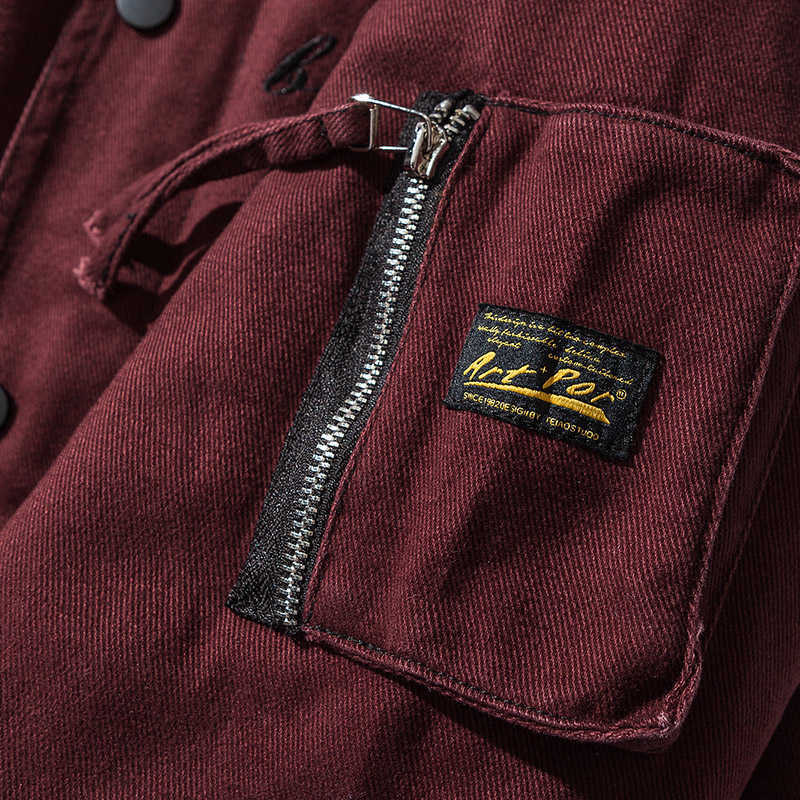 Men Winter Thicken Streetwear Casual Hooded Jacket Coat Men Outwear Embroidery Japanese Style Cargo Jackets Red Male 210603