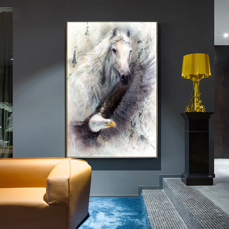Horse Eagle Animal Canvas Painting Black And White Art Wall Art Pictures For Living Room Bedroom Modern Home Decoration Unframed