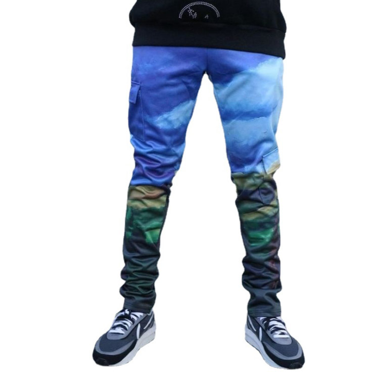 Fathers Day Gift man print pant fashion street men's clothing casual trousers pencil pants, Blue
Fathers Day Gift man print pant fashion street men's clothing casual trousers pencil pants, Blue
