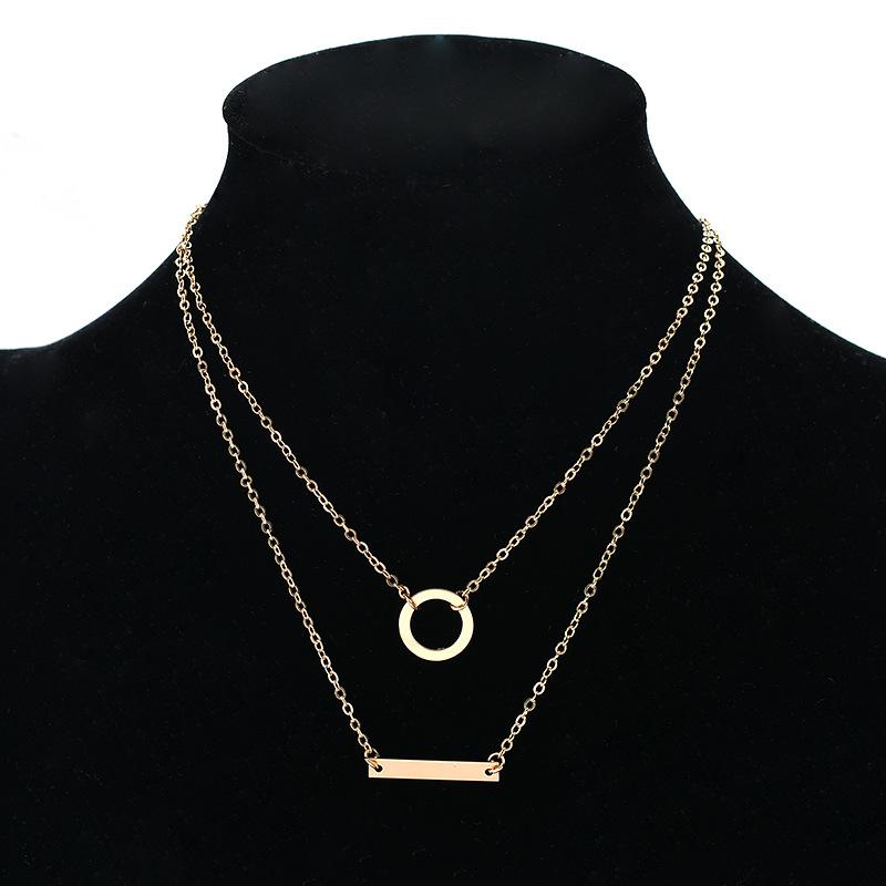 Pendant Necklaces Simple Metal Stick Round Circle Necklace Charm Gold Color Double Layered Clavicle Chain For Women Jewelry
Pendant Necklaces Simple Metal Stick Round Circle Necklace Charm Gold Color Double Layered Clavicle Chain For Women Jewelry