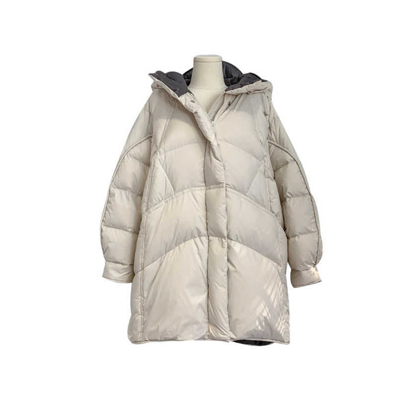 Fitaylor Winter Women 90% White Duck Down Coat Jacket Loose Medium Female Parka Oversize Snow Outwear 211018