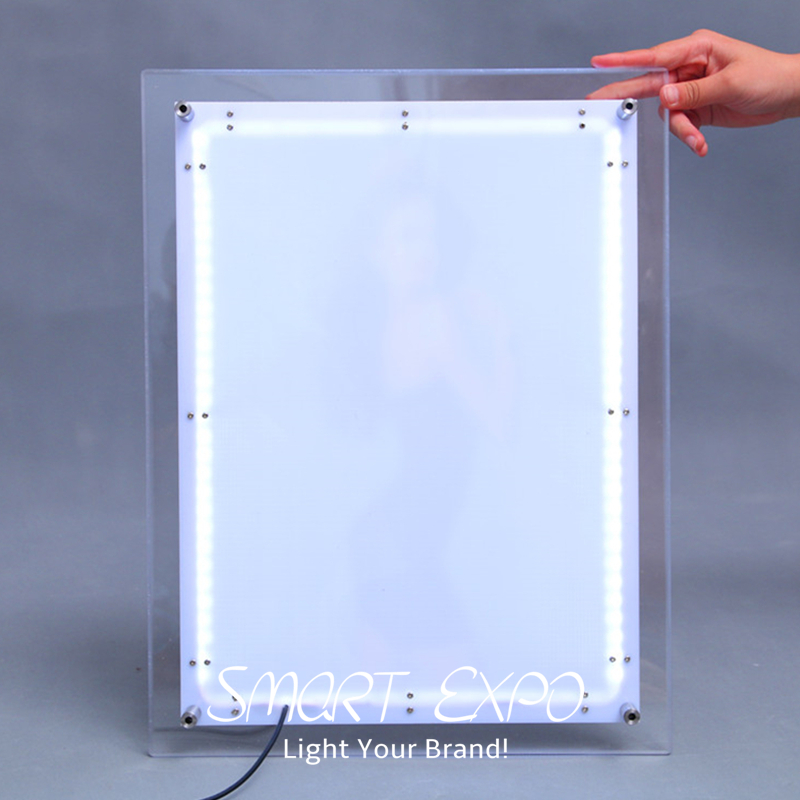 A2 Ultra Slim Crystal Light Box Advertising Display with Acrylic Panel LED 2835 Side-Lit Strong Wooden Case Packing