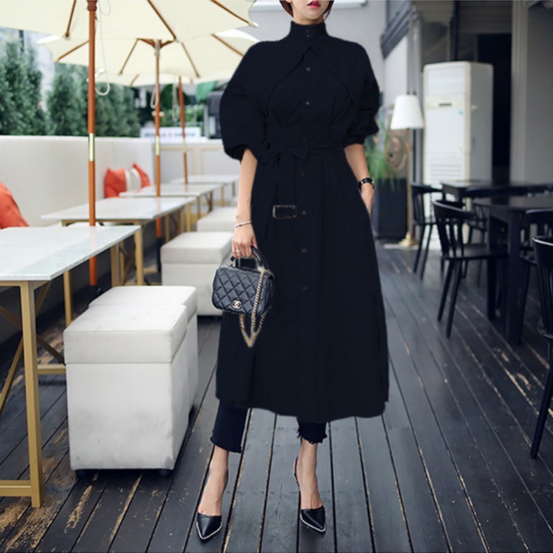 Arrival high quality women fashion comfortable loose a-line trench coat professional temperament outdoor warm long 210519